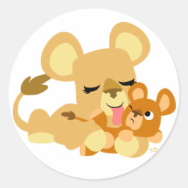Baby Lion's Bath ronde sticker