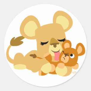 Baby Lion's Bath ronde sticker