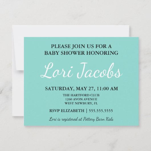 BABY Little Black Dress Baby shower Party Kaart (Achterkant)