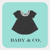 BABY Little Black Dress Baby Sprinkle Douche Party Vierkante Sticker (Voorkant)