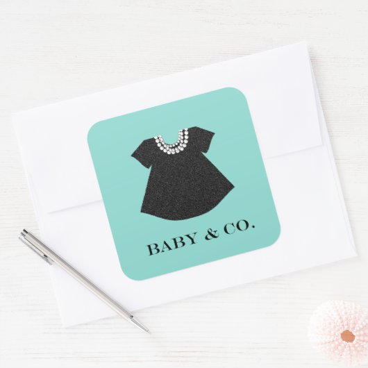 BABY Little Black Dress Baby Sprinkle Douche Party Vierkante Sticker (Envelop)