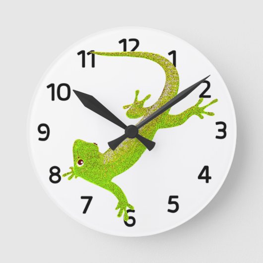 Baby Lizard Cartoon Clock Ronde Klok (Voorkant)