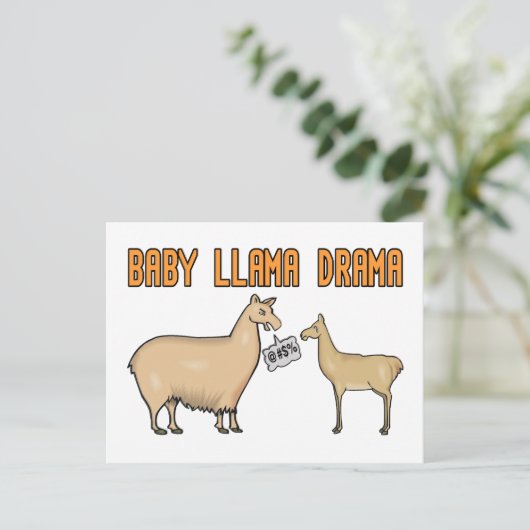 Baby Llama Drama Briefkaart (Staand voorkant)