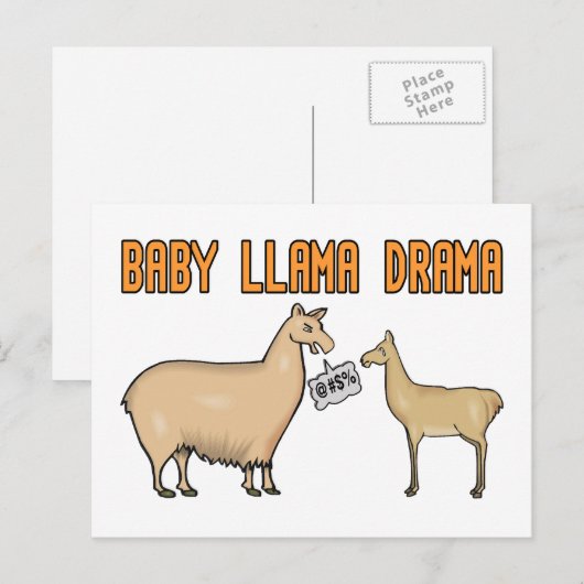 Baby Llama Drama Briefkaart (Voorkant / Achterkant)