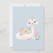 Baby Llama Flowers Wit Blauw Baby shower Kaart (Achterkant)