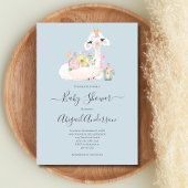 Baby Llama Flowers Wit Blauw Baby shower Kaart