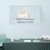 Baby Llama Flowers Wit Blauw Jongen Baby shower Spandoek (Beurs)
