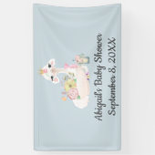 Baby Llama Flowers Wit Blauw Jongen Baby shower Spandoek (Verticaal)