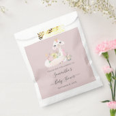 Baby Llama met witte en roze bloemen Schattig Bedankzakje (Gezegeld)