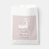 Baby Llama met witte en roze bloemen Schattig Bedankzakje (Voorkant)