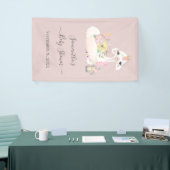 Baby Llama Wit en Roze Bloemen Baby shower Spandoek (Beurs)