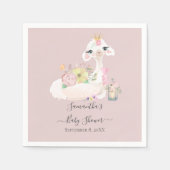 Baby Llama Wit Roze Bloemen Baby shower Servet (Voorkant)