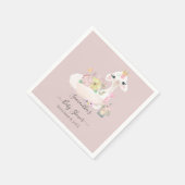 Baby Llama Wit Roze Bloemen Baby shower Servet (Hoek)