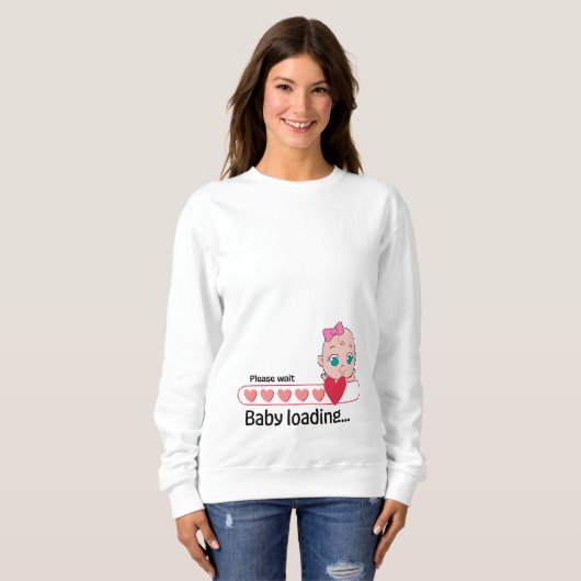 Baby Loading Zwangerschap T-shirt – Schattige moed (Voorkant volledig)