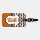 Baby Longhorn Burnt Oranje Argyle Pattern Bag Labe Bagagelabel (Voorkant horizontaal)