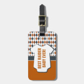 Baby Longhorn Burnt Oranje Argyle Pattern Bag Labe Bagagelabel (Voorkant verticaal)