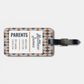 Baby Longhorn Burnt Oranje Argyle Pattern Bag Labe Bagagelabel (Achterkant horizontaal)