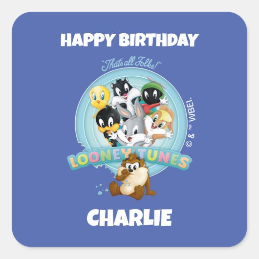 Baby LOONEY TUNES™ Logo | That's All Folks Vierkante Sticker (Voorkant)