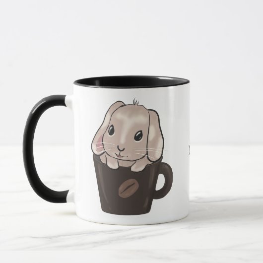Baby lop bunny in mug mok (Links)
