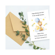 Baby Loss Boy Birthday Balloon Giraffe Card