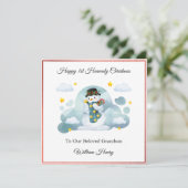 Baby Loss Boy Cloud Snowman Christmas Card  Feestdagenkaart (Staand voorkant)