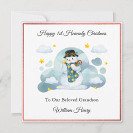 Baby Loss Boy Cloud Snowman Christmas Card  Feestdagenkaart