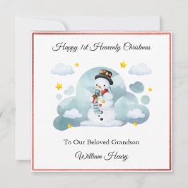 Baby Loss Boy Hat Snowman Christmas Card  Feestdagenkaart