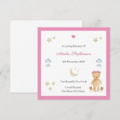 Baby Loss Girl Moon sterren Teddy Memorial Flat Ka (Voorkant / Achterkant)