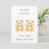 Baby Loss Twins Born Together Teddy Bear Card (Staand voorkant)