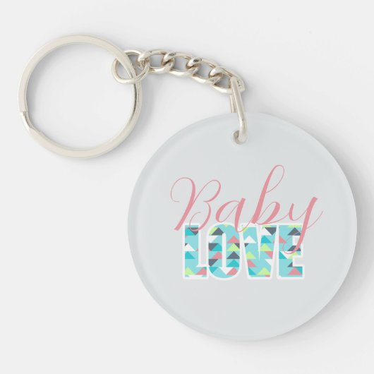 Baby Love Acryl Sleutelhanger Modern Baby shower (Voorkant)