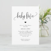 Baby Love Black/White Calligraphy Baby shower Kaart (Staand voorkant)