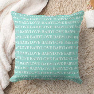 BABY Love Blauwgroen Blue Nursery Shower Sprinkle  Kussen