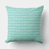 BABY Love Blauwgroen Blue Nursery Shower Sprinkle  Kussen (Voorkant)