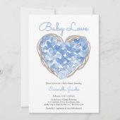 Baby Love Blue harten Rustic Boy Baby shower Kaart (Voorkant)