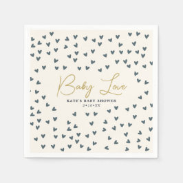 Baby Love Blue Hearts Blue Baby shower Servet