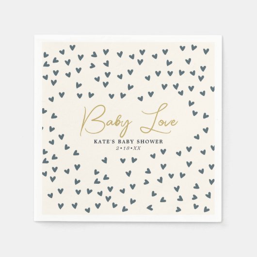 Baby Love Blue Hearts Blue Baby shower Servet (Voorkant)