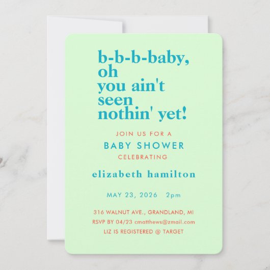 BABY LOVE! Bold Cream Gold Baby Shower Invitation Kaart (Voorkant)