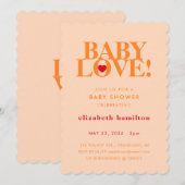 BABY LOVE! Bold Orange Baby Shower Invitation Kaart (Voorkant / Achterkant)