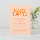 BABY LOVE! Bold Orange Baby Shower Invitation Kaart (Staand voorkant)