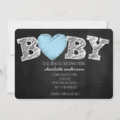 Baby Love Chalkboard Boy Chevron Shower Invitation Kaart (Voorkant)