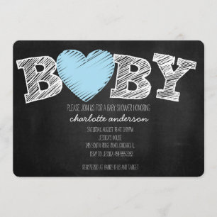Baby Love Chalkboard Boy Chevron Shower Invitation Kaart
