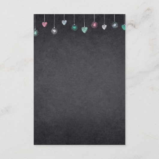Baby Love Chalkboard Hearts & Rainbow Baby shower Informatiekaartje (Achterkant)