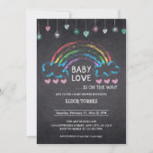 Baby Love Chalkboard Hearts & Rainbow Baby shower Kaart (Voorkant)