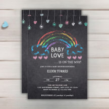 Baby Love Chalkboard Hearts & Rainbow Baby shower