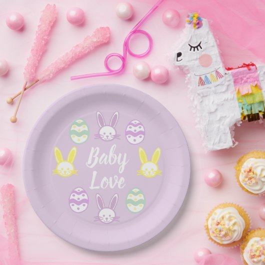 Baby Love Easter Baby shower Papieren Bordje (Feest)