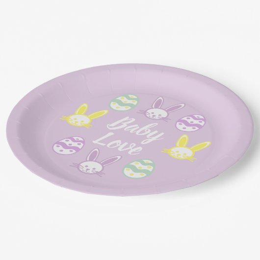 Baby Love Easter Baby shower Papieren Bordje (Gekanteld)