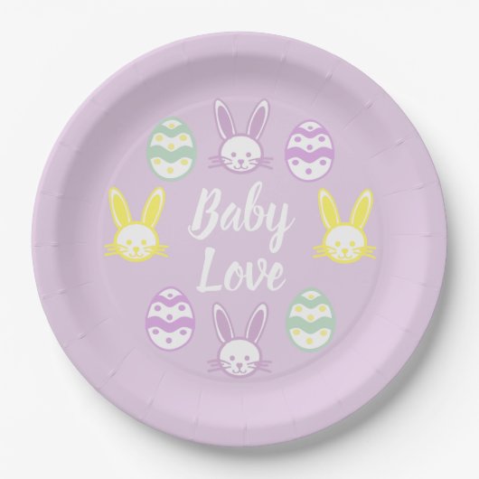 Baby Love Easter Baby shower Papieren Bordje (Voorkant)