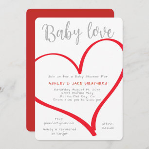 Baby Love Heart Baby shower Invitation Kaart