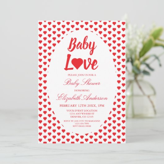 Baby Love Heart Baby shower Kaart (Staand voorkant)
