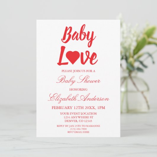 Baby Love Heart Baby shower Kaart (Staand voorkant)